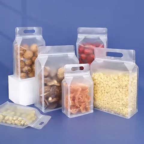 Sacchetti Per Imballaggio Alimentare Stand Up Opaco Traslucido Richiudibile Chiusura Lampo Otto Lati Sigillati Plastica