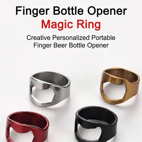 Bottle Opener Ring Stainless Steel Creative Finger Beer Opener Jewelry For Men Unisex Punk Style
