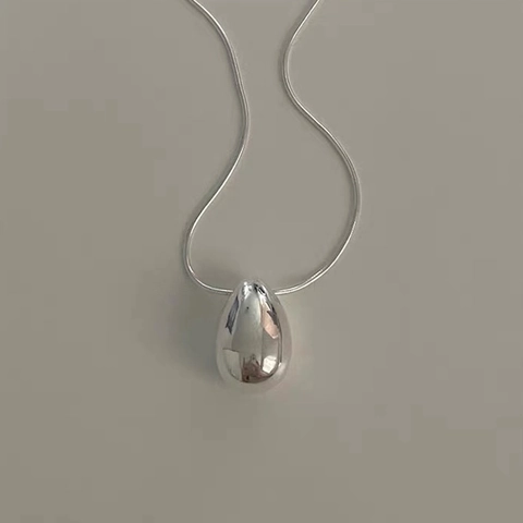 Collar Con Colgante De Gota De Agua Minimalista Color Plata Cobre Pulido Espejo Cadena De Serpiente Para Mujer