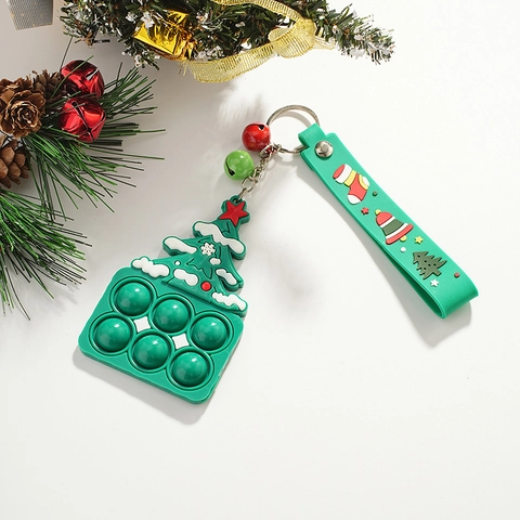 Weihnachtsbaum Pop It Fidget Spielzeug Schlüsselanhänger Silikon Und Metall Stressabbau Sensorik Zubehör Grün