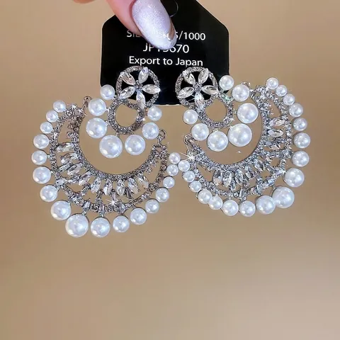 Orecchini Lampadario Con Künstliche Perle Vintage Per Donna Con Design Fiore Strass Perno In Argento Gioielli Eleganti
