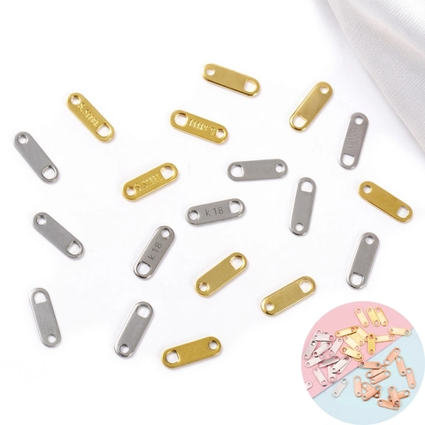 Edelstahl Logo Tags DIY Schmuckherstellung Verbinder Doppel Loch Oval End Tags Für Halsketten Armbänder 18K Vergoldet