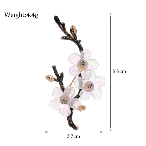 Broche De Rama Flor De Ciruelo Aleación Concha Artificial Diamantes De Imitación Estilo Chino Joyería Floral Para Mujeres