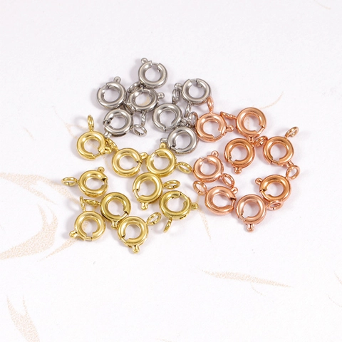 Spring Ring Clasps 316L Stainless Steel Connector For Jewelry Making DIY Bracelet Necklace Round Mirror Polished Findings