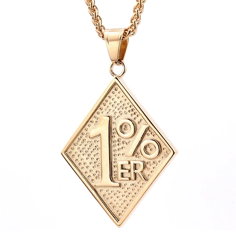 Collar Para Hombre De Acero Inoxidable Con Colgante De Rombo 1%er Estilo Retro Biker Street Joyería Pulida