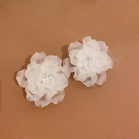 Weiße Acryl Blumen Ohrstecker Mit Kristall Legierung Und 925 Sterling Silber Ohrstecker Elegant Blumig Damen Schmuck