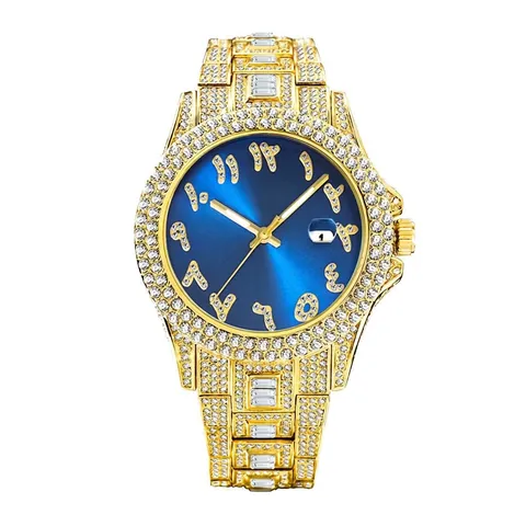 Orologio Da Uomo Di Lusso Iced Out Con Diamanti E Strass Quarzo Hip Hop Business Data Impermeabile Cinturino In Metallo