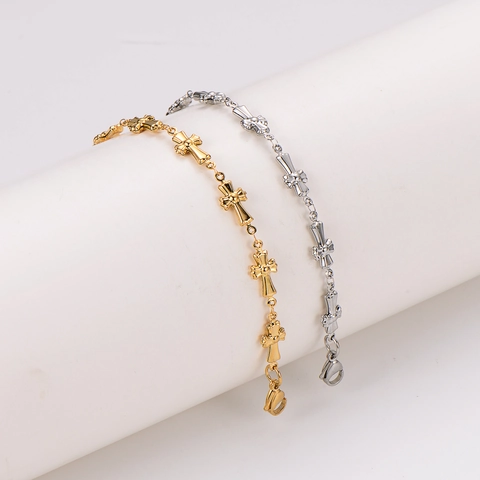 Bracciale A Catena Con Croce 3D Acciaio Inossidabile Gioielli Geometrici Retrò Per Donne Uomini Regalo