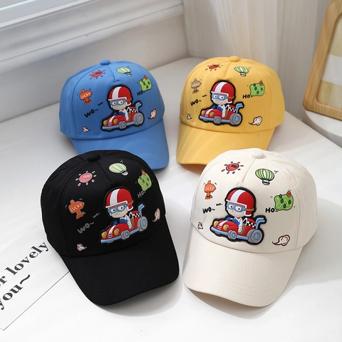 Cappellino Da Baseball Per Bambini Misto Cotone Regolabile Protezione Solare All Aperto Cartone Animato Gatto Da Corsa Ragazzi Piccoli