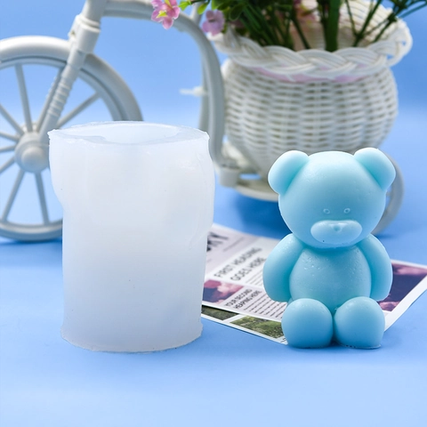 3D Sitting Bear Silicone Mold Flexible DIY Handmade Candle Soap Resin Chocolate Cake Decorating Tools Novelty