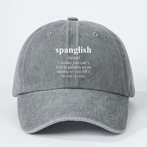 Vintage Washed Baseball Cap Spanglish Definition Druck Verstellbarer Baumwolle Polyester Hut Für Outdoor Sonnenschutz
