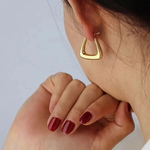 Orecchini A Cerchio Geometrici Placcati Oro 18K Acciaio Inossidabile Minimalista Forma A U Rettangolari Per Donna