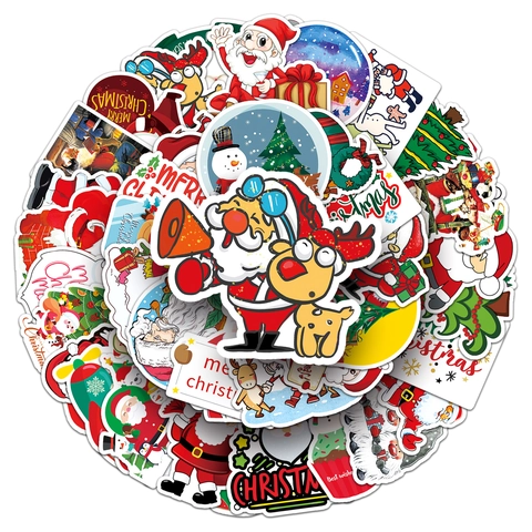 Adesivi Natalizi Impermeabili PVC Cartoni Animati Decalcomanie Per Laptop Valigia Skateboard Auto Decorazione DIY