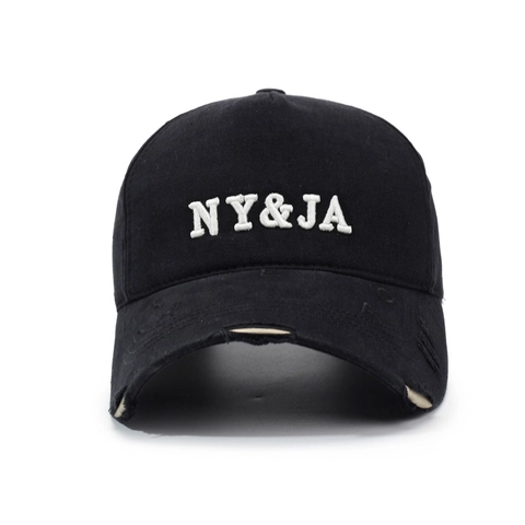 Casquette De Baseball Vintage Coton Broderie Lettres Design Déchiré Ajustable Protection Solaire Streetwear Style Rétro
