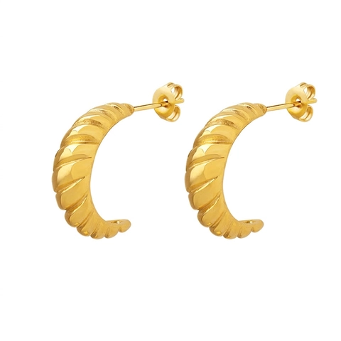 Minimalistische Titanstahl Croissant Hoop Ohrringe Für Damen Niche Design Verdreht C-Förmig Gewinde 18K Vergoldet Ohrringe