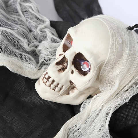 Halloween Hängender Geist Dekoration Kunststoff Skelett Schädel Gruselige Gaze Tuch Requisite Für Spukhaus Party