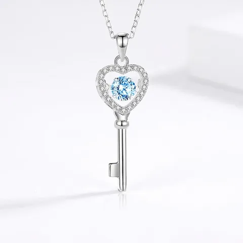 Collana Con Pendente Chiave A Cuore Danzante In Argento Sterling 925 Con Zirconi Scintillanti Gioielli Eleganti Per Donna
