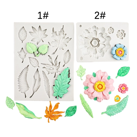 Silicone Molds Leaf And Flower Shapes For Fondant Cake Decoration DIY Crafts Resin Clay Baking Tools Flexible Non-Stick