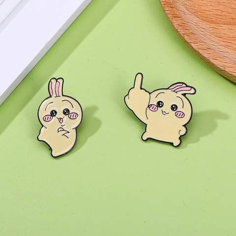 Broche de Esmalte de Conejo Lindo de Dibujos Animados Insignia de Aleación de Animal para Ropa Mochila Accesorios Joyería Regalo