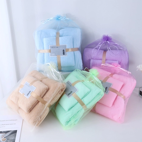 Coral Fleece Bath Towel And Face Towel High Absorbency Soft Microfiber Bathroom Supplies For Adults Gift Wrap
