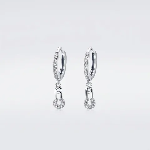 Orecchini A Cerchio Con Spilla In Argento 925 E Zirconi Gioielli Alla Moda Per Donna