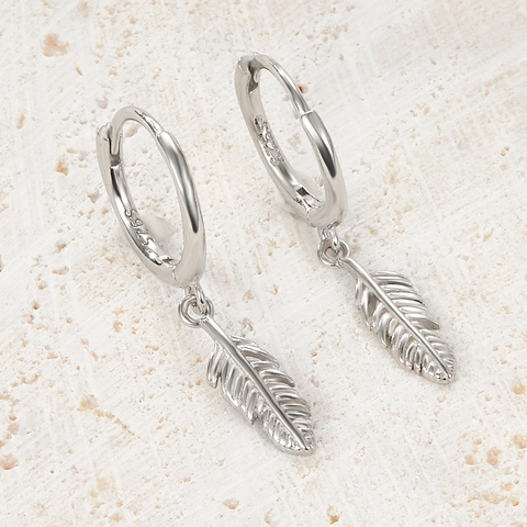 925 Sterlingsilber Feder Hoop Drop Ohrringe Für Damen Elegante Gold Silber Plattiert Zierliche Mode Schmuck Ohr Zubehör