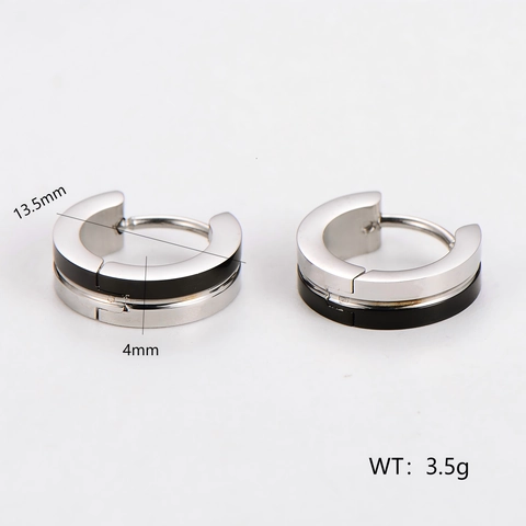 Huggie Ohrringe 304 Edelstahl Minimalistisch Schwarzer Rand Rund Reifen Commuter Mode Schmuck Für Damen Herren