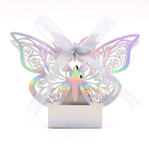 Mirrored Butterfly Candy Boxes Laser Cut Hollow Gift Box With Ribbon For Wedding Birthday Party Favors Elegant Decorative