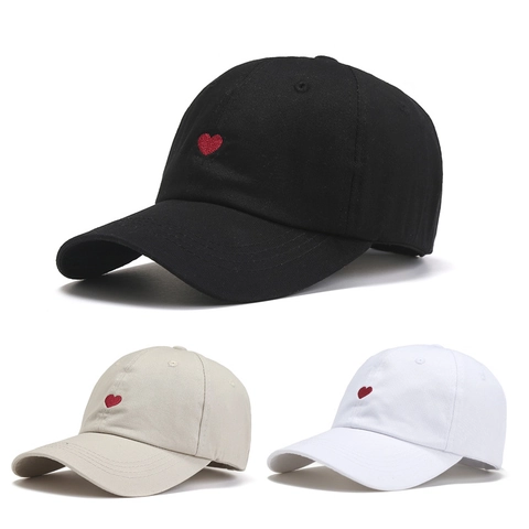Gorra De Béisbol De Algodón Con Corazón Bordado Protección Solar Ajustable Dad Hat Para Hombre Mujer Streetwear