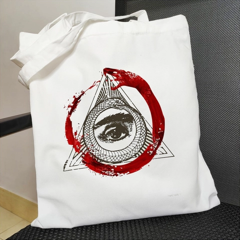 Leinwand Tragetasche Damen Mystisches Auge Sonne Mond Druck Harajuku Ästhetik Vintage Schulter Handtasche