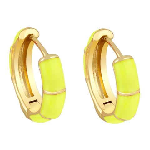 Pendientes Huggie Hoop De Articulación De Bambú Cobre Con Esmalte Colorido Joyería De Moda Geométrica Para Mujeres Estilo Elegante