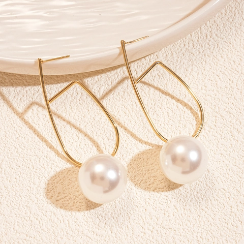 Orecchini Pendenti Geometrici Con Perla Artificial Imitazione E Perno In Argento Sterling 925 Per Donna Gioielli Retro Eleganti