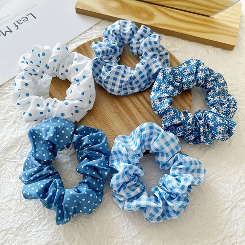Bloem Polka Dot Gingham Scrunchies Elastische Polyester Haarelastiekjes Voor Vrouwen Meisjes Dagelijkse Accessoires