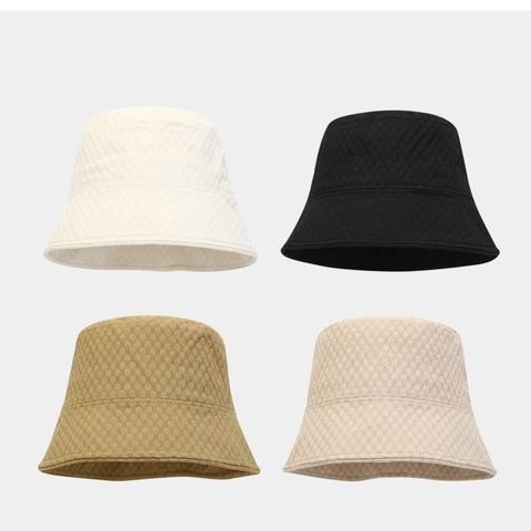 Women Bucket Hat Waffle Texture Foldable Sun Protection Breathable Beach Fisherman Hat Solid Color Japanese Style Casual