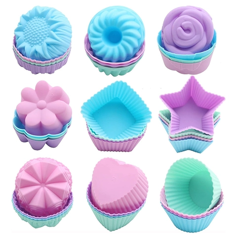 Stampi Per Cupcake In Silicone Cuore Fiore Stella Antiaderenti Riutilizzabili Pirottini Da Forno DIY