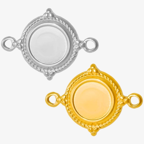 Connecteur De Pendentif Rond En Acier Inoxydable 304 Double Boucle Bordure Corde Torsadée Accessoires Bijoux DIY Or Argent