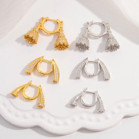 925 Sterlingsilber Zirkonia Huggie Hoop Ohrringe Für Damen Gold Silber Plattiert Hornform Geometrische U-Förmige Mode Schmuck