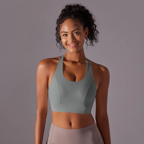 Sport BH Dames Racerback Naadloos Rugsluiting Nylon Spandex Ademend Hardlopen Fitness Yoga Workout Top
