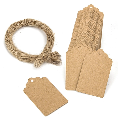 Kraft Paper Blank Gift Tags With Jute Twine Brown Hang Tags For Wedding Party DIY Craft Message Price Labels For Gift Wrap