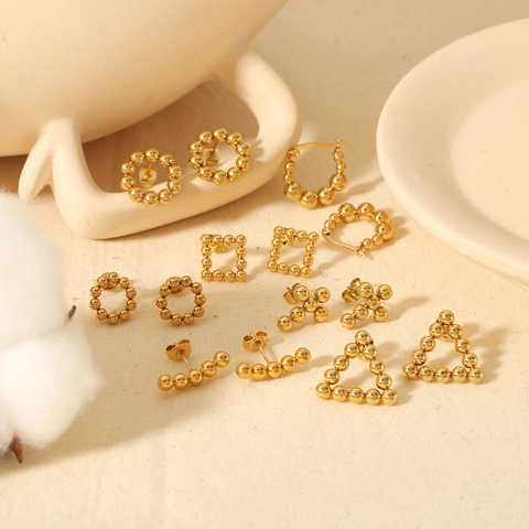 Geometrische Perlen-Ohrstecker Aus Vergoldetem Edelstahl Perlee-Stil Modeschmuck Für Damen