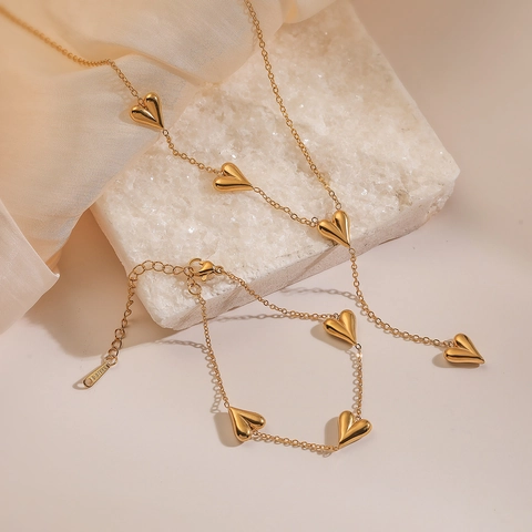 Collana Con Ciondolo A Cuore Placcata Oro Vero Acciaio Inossidabile Elegante Catena Da Clavicola A Y Per Donna Stile INS