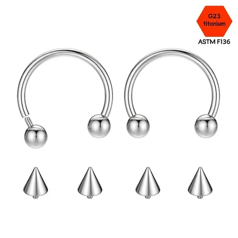G23 Titanium Circular Barbell Horseshoe Ring For Septum Nose Lip Ear Piercing With Ball Spike Ends Internally Threaded Unisex