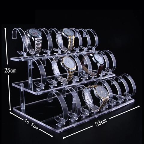 Espositore Per Orologi Acrilico Supporto A Scala Per Gioielli Bracciale Organizzatore Anelli C Rimovibili