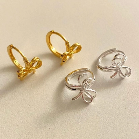 925 Sterling Silver Butterfly Bowknot Hoop Earrings Minimalist Ribbon Style Fashion Jewelry For Women Elegant Gifts