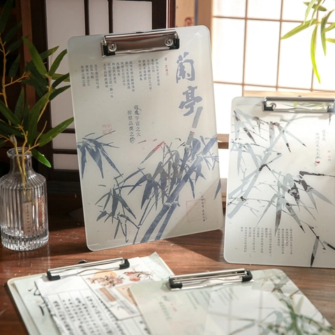 Portablocco In Acrilico Stile Cinese Con Clip In Metallo Arte Della Calligrafia Pittura Tradizionale A Inchiostro Tavoletta Ufficio