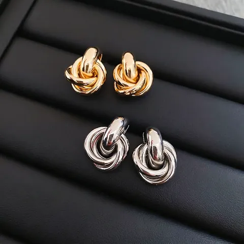 Stud Earrings Winding Knot Design With 925 Sterling Silver Earring Post Alloy Multi Ring High End Fashion Jewelry For Women