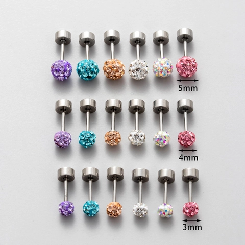 Titanium Stalen Oorkraakbeen Studs Fonkelende Strass Bal Schroefsluiting Kleurrijke Sierlijke Minimalistische Piercing Sieraden