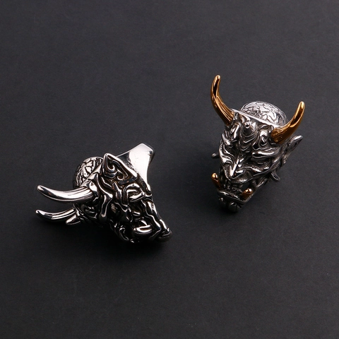 Anillo Máscara Hannya Diablo Demonio Vintage Acero Inoxidable Gótico Punk Hip Hop Joyería Hombre