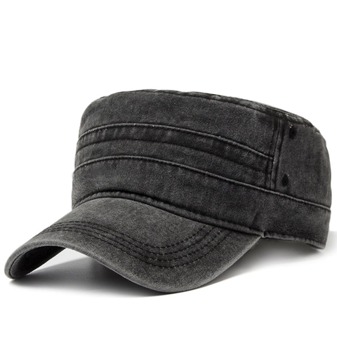 Berretto Cadet Vintage Cotone Lavato Stile Militare A Punta Piatta Protezione Solare Regolabile All Aperto