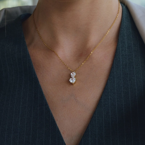 Mode Roestvrij Staal Hart Waterdruppel Strass Hanger Halsketting Voor Dames Elegante 18K Vergulde Sieraden Dagelijks Dating Cadeau